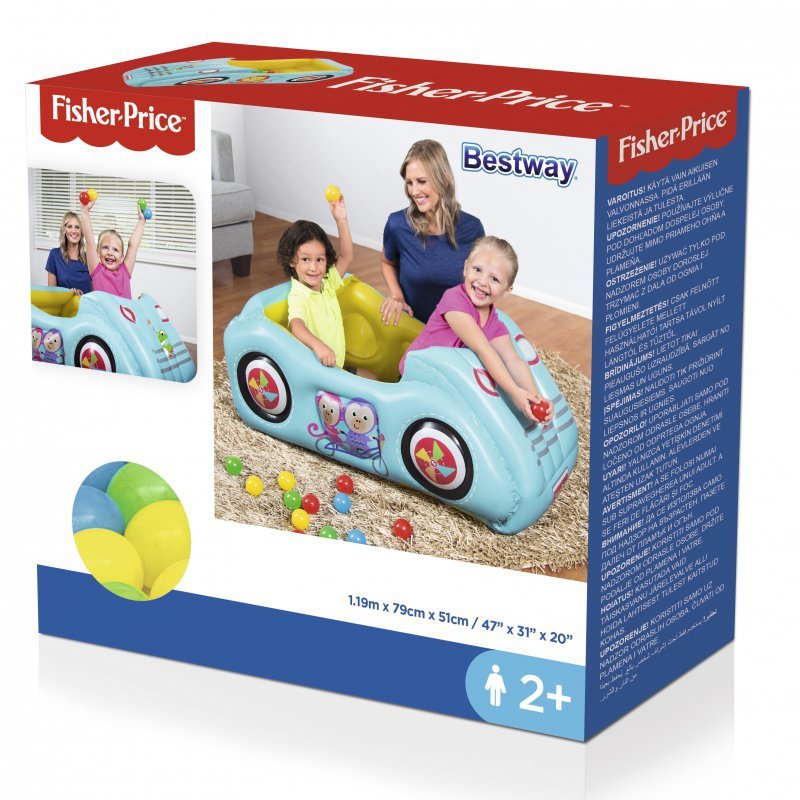 Bestway FISHER PRICE DMUCHANY SAMOCHÓD WYŚCIGOWY  Z PIŁKAMI 119cm x 79cm x 51cm