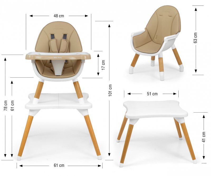 Krzesełko do karmienia 2w1 Malmo Beige