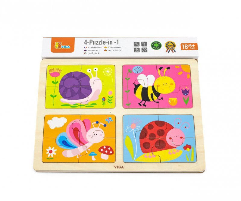 Viga Puzzle na podkładce 4w1 - owady