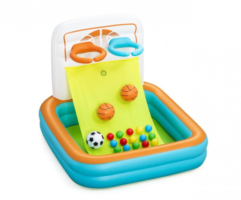 Bestway Basen dmuchany wielofunkcyjny z piłeczkami Koszykówka Piłeczki i Piłka nożna 1.20m x 1