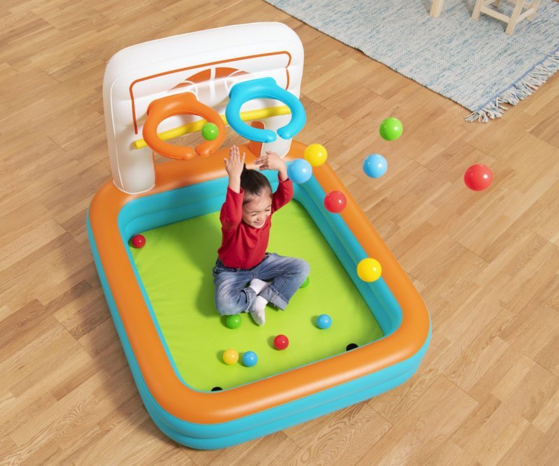 Bestway Basen dmuchany wielofunkcyjny z piłeczkami Koszykówka Piłeczki i Piłka nożna 1.20m x 1