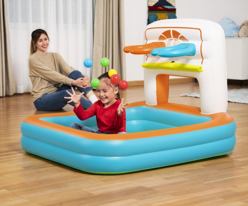 Bestway Basen dmuchany wielofunkcyjny z piłeczkami Koszykówka Piłeczki i Piłka nożna 1.20m x 1
