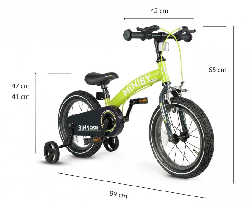 Qplay Rowerek Dziecięcy - Rowerek Biegowy Miniby 14 cali Green