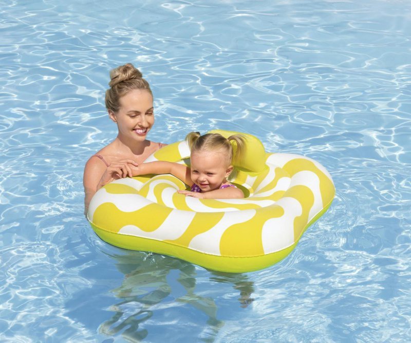 Bestway Siedzisko do nauki pływania Kwadrat Swim Safer Comfort Plush Zółte fale 76cm x 76cm