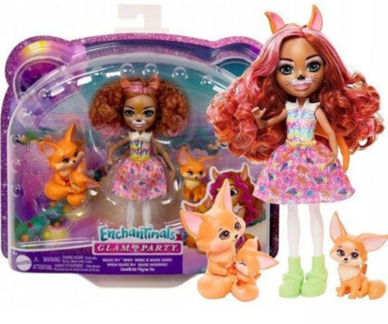 Mattel Enchantimals Zestaw Lalka Fennec Fox i Rodzina Lisków