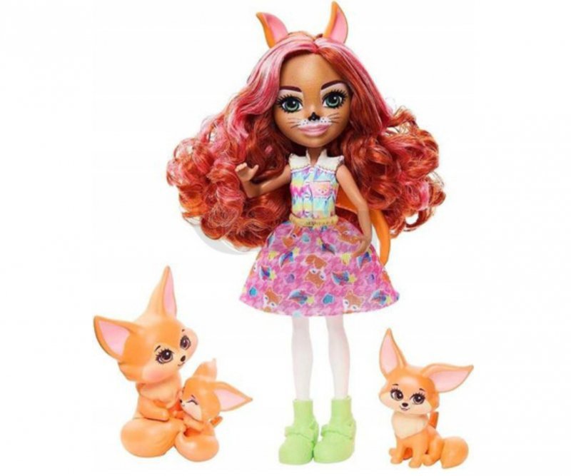 Mattel Enchantimals Zestaw Lalka Fennec Fox i Rodzina Lisków